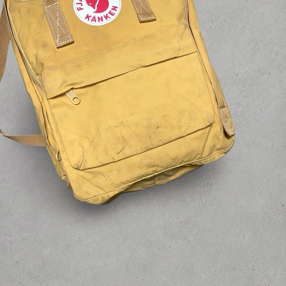 Fjallraven Kanken Classic Backpack Yellow School Travel Bag Sweden Used/Worn
